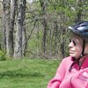 Josh Smith, FWT operations coordinator, chats with cyclist Mary Ann Getty, who lives in nearby Coventry Meadows Garden Homes.  Getty can be found on the trail frequently on her three-wheeled bicycle.