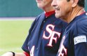 Dick Fitzgerald (l) and Ken Combs are a formidable pitcher/catcher duo in the Puget Sound Senior Baseball League. Photo courtesy of Ken & Susanne Combs