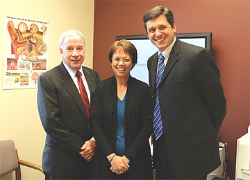 (l-r) Dr. Thomas Norwood, Clinic Director Ruth Norwood and Dr. Terence Limb, owners of Evergreen Speech & Hearing Clinic