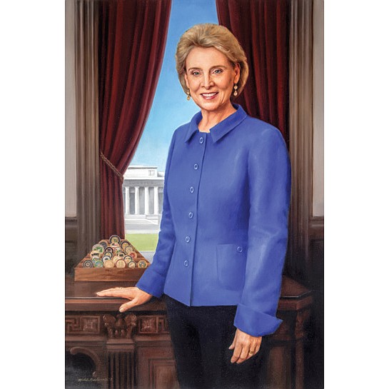 Portrait of Governor Christine Gregoire, oil on canvas, 44" x 30", State Capitol, Olympia, Washington, by Michele Rushworth