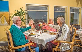 New residents are welcomed and invited to share in the activities of a retirement community. Pictured here are residents of Chateau Bothell Landing. ©2015 Stewart Hopkins