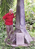 Emil Martin standing by a WWII memorial in the South Pacific