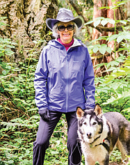 Diane and Sabre Baby, her rescued Alaskan malamute (through WAMAL.com). "We love walking the trails at South Whidbey State Park"