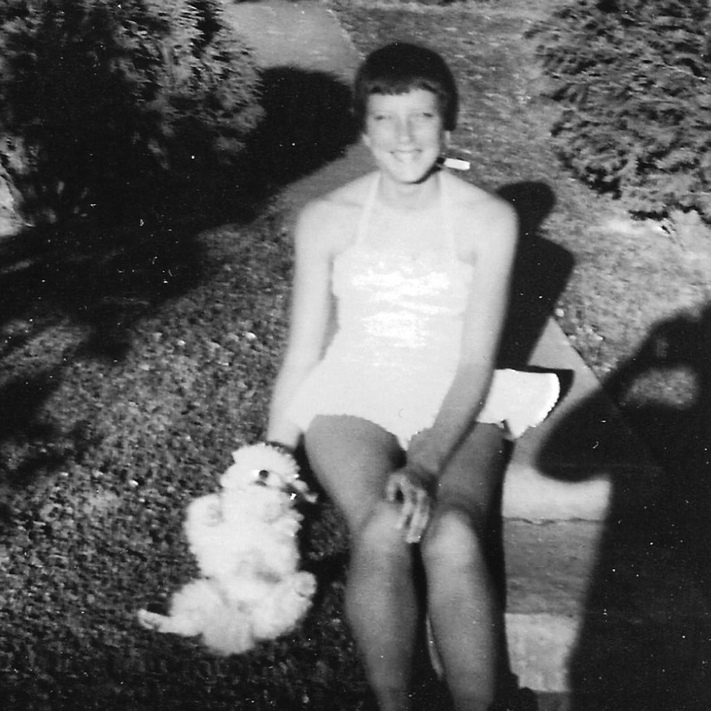 April with an earlier dog.