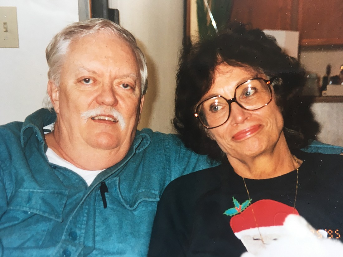 Nicole's grandparents, Jim and Joan Fulbright, posing for the camera in 1995.