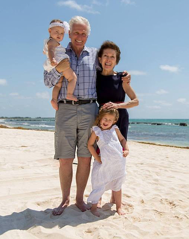 Sy Rosen, "The Funny Side of Life" columnist, with the frequent subjects of his columns: his wife Wanda and their granddaughters Sienna and Summer.