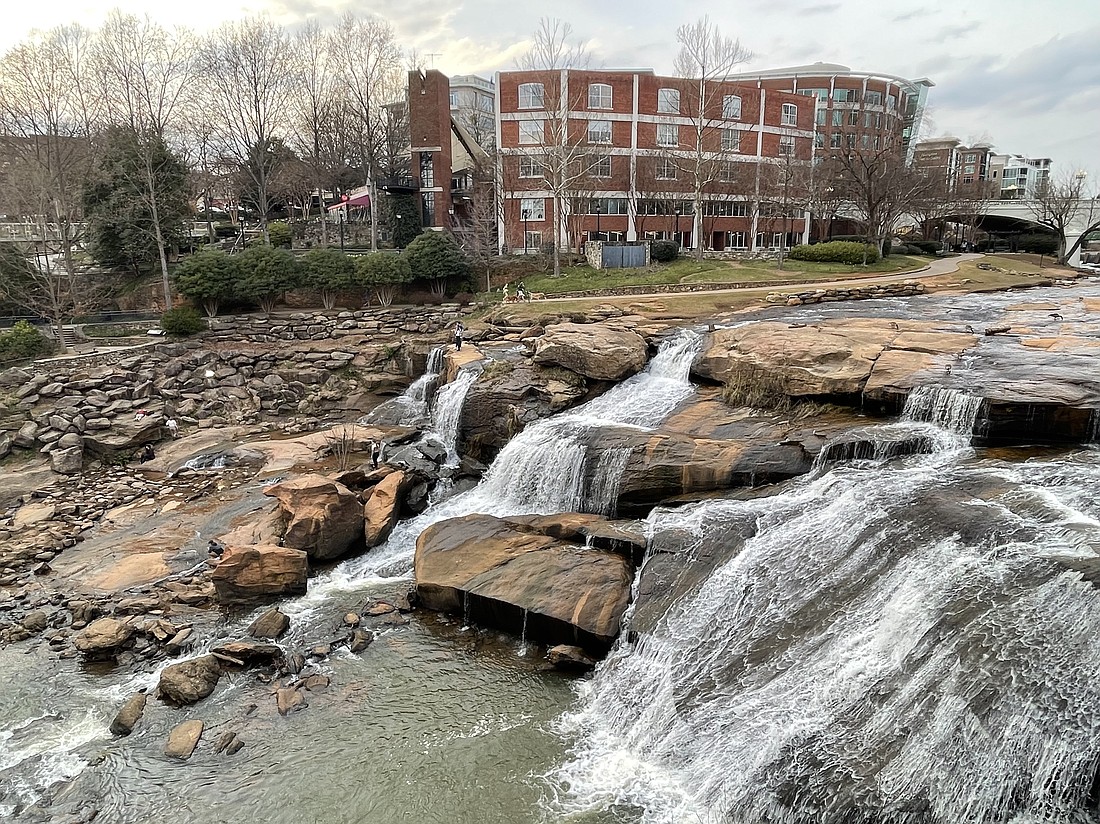 Falls Park on the Reedy takes centerstage in Greenville.  Photo by Debbie Stone
