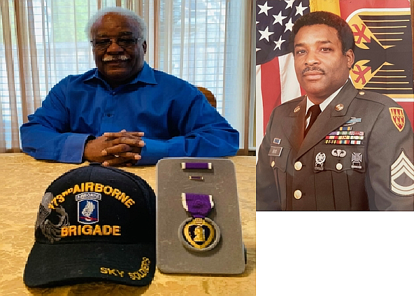 (left) Lawrence Boyd Sr will fly to visit the Vietnam War Memorial on April 24 to honor his fallen friend, PFC Watson (right)