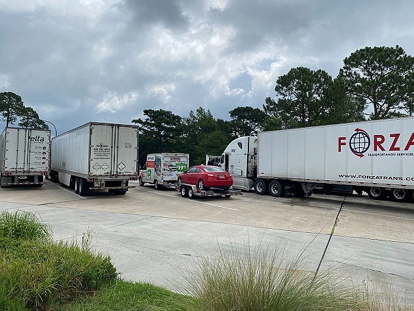 Peter shares this photo of his rig among 18 wheelers