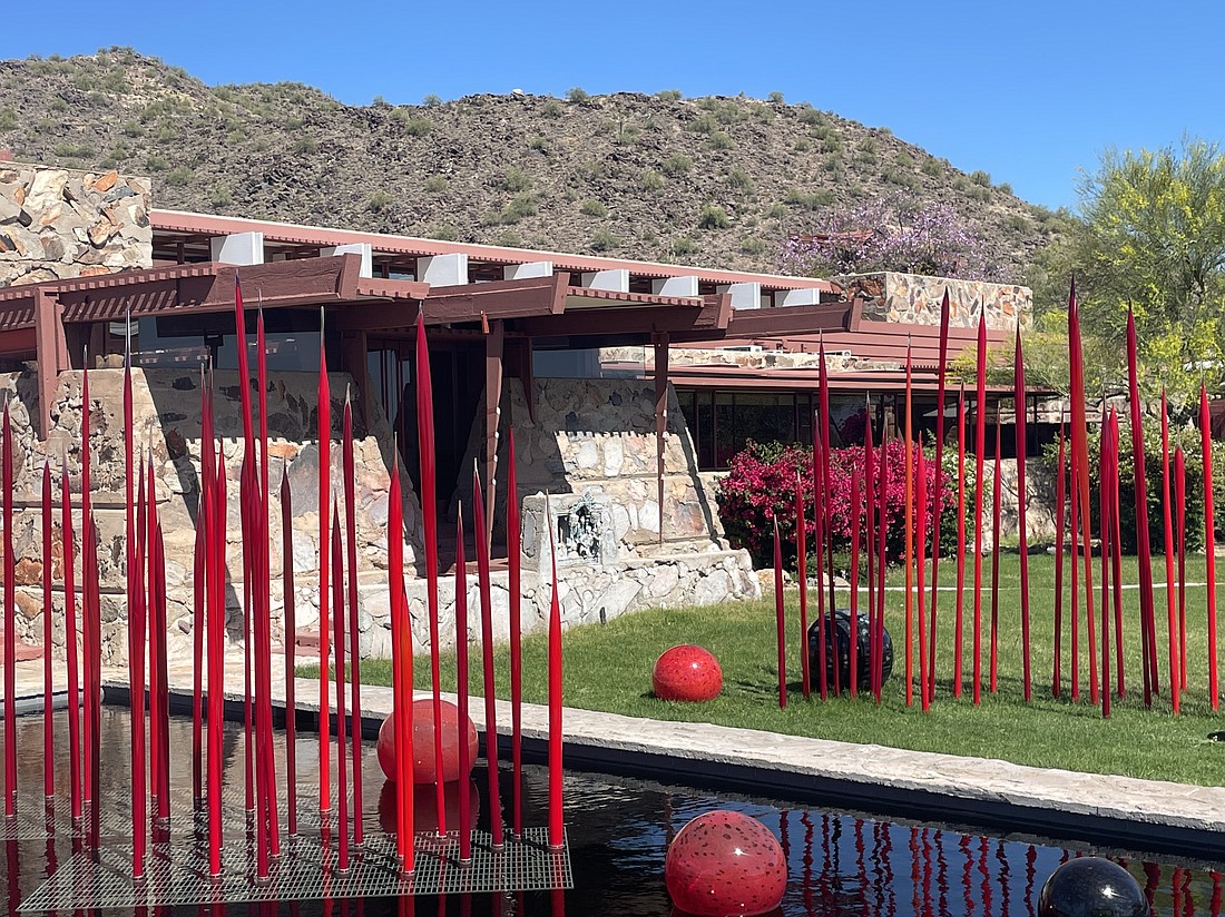 Taliesin West with Chihuly's installations is a feast for the senses.  Photo by Debbie Stone