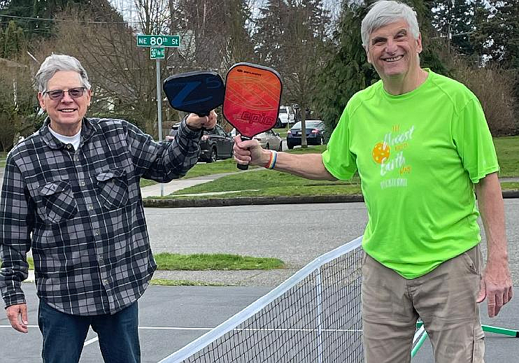 Paul Kasprzyk & Don Desonier, part of the NEST Pickleball team raising funds for the Alzheimer's Assocation