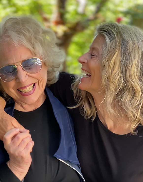 “We’re Old, with Big Mouths, and Not Ready to Shut Up,” say these former local TV broadcasters about their new podcast. This photo of Julie Blacklow (left) and Penny LeGate is courtesy of Klem Daniels Productions