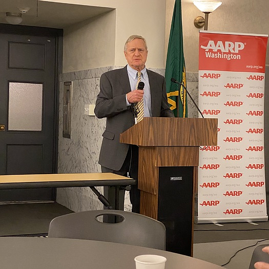 Rep. Steve Tharinger, D-Dungeness, spoke to the Age Wave Coalition (Christina Clem, AARP Washington)