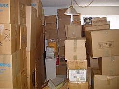 Lots of boxes were using space in Lorette's office and in her time.