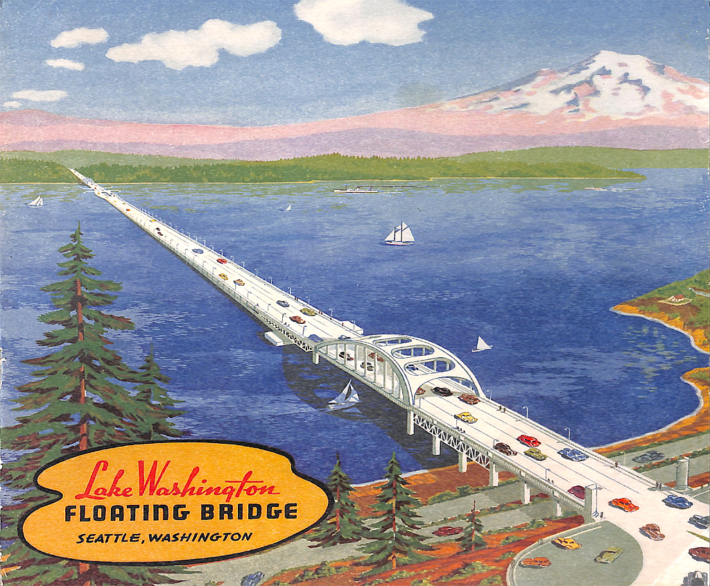 Cover, dedication booklet, Lake Washington Floating Bridge, July 1940, image courtesy Washington State Department of transportation