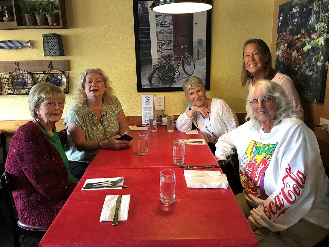 Left to Right: Marcia, Rena, Bev, Kathleen, and April for lunch at SPARTA'S Restaurant.