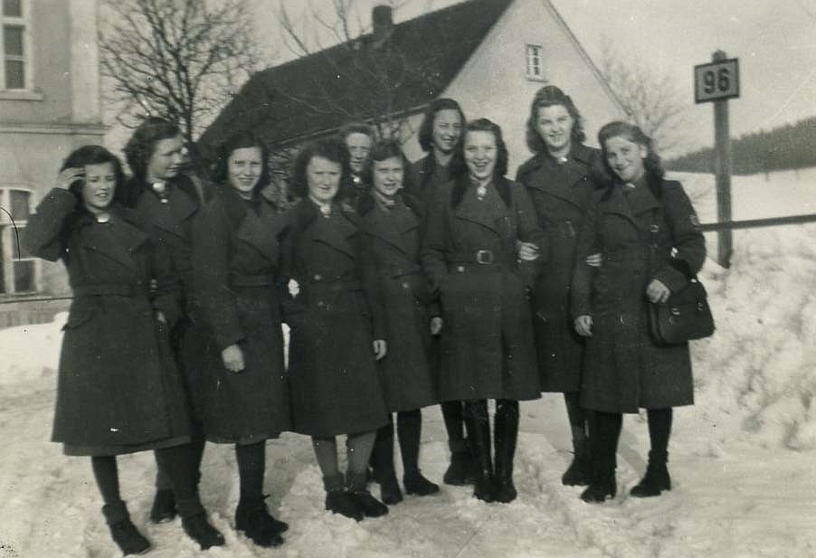Helga's group at the Labor Service Camp in their winter uniforms.