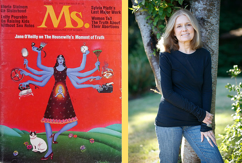 CBS News 'Sunday Morning' program recently showcased MS. Magazine's 50-plus years, along with Gloria Steinem's history with the magazine. The inaugural cover is featured here, and a photo of Gloria Steinem at Hedgebrook, located on Whidbey Island in Washington state.