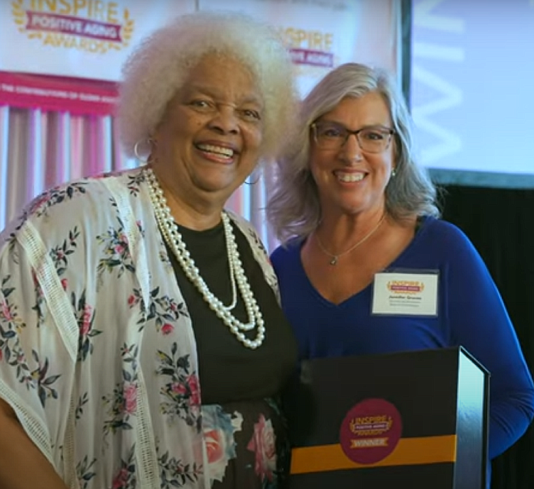 Helen Sawyer (left) was last year's award winner for Advocacy & Activism. She is with Jennifer Graves, Sound Generations’ Board Co-Chair. Photo courtesy Sound Generations.