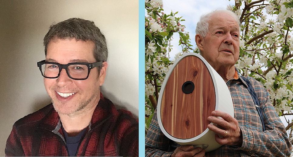 (left) Steve Gray, creator of The Peep Show innovative birdhouse design, and his father Chuck Gray, the inspiration for the new product that is featured on ABC's "The Shark Tank"