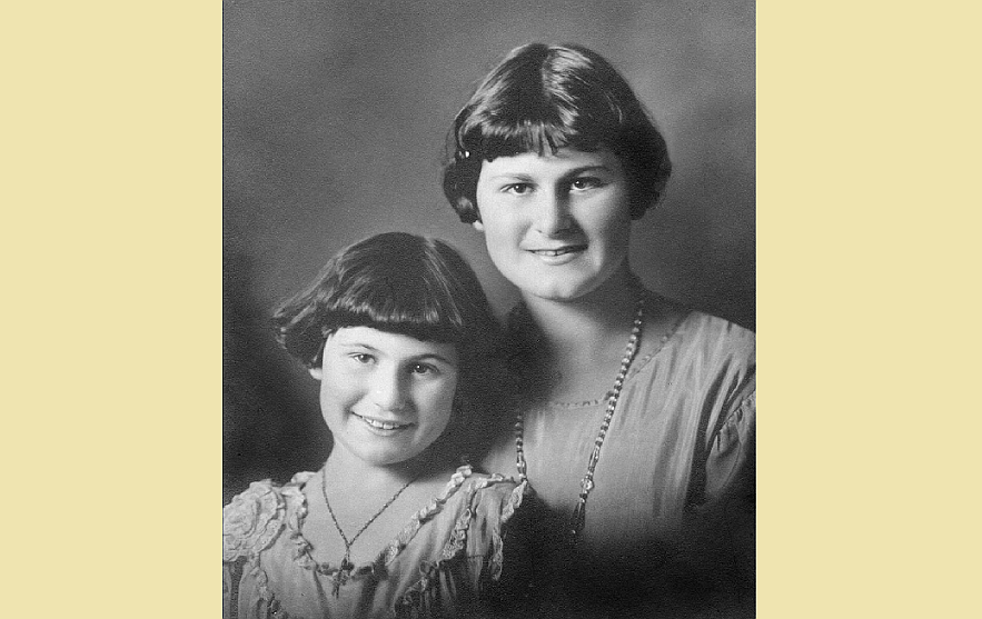 Dorothea with her sister Florence in 1928. The girls slept together in the attic, glad for warmth of sharing a bed. Photo courtesy of the Nordstrand family.