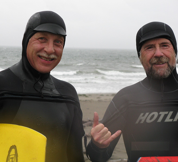 Steve Warner (right) with his surfing buddy, Ralph