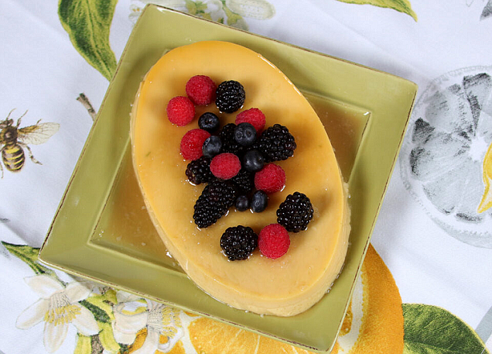 Flan with berries, image courtesy Grace O