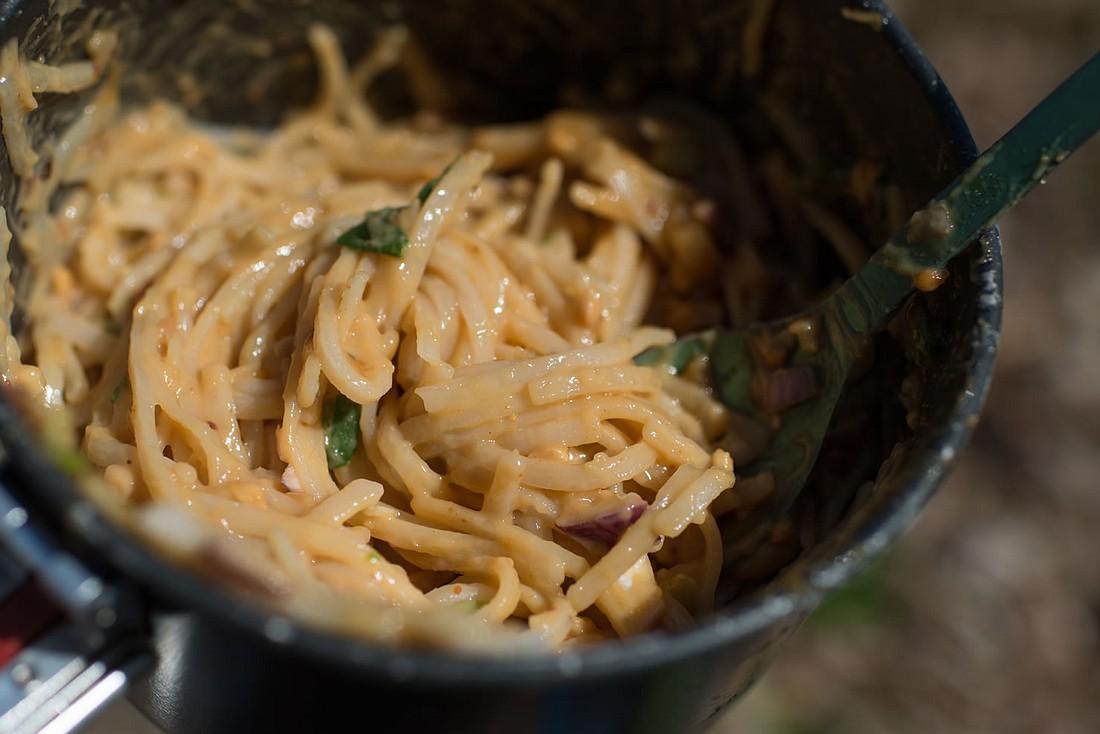 Just because you're 'roughing it' on a camping trip doesn't mean you can't eat well. Try this camping pad thai.