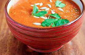 This time of year calls for comfort foods like this Mediterranean roasted pepper soup.