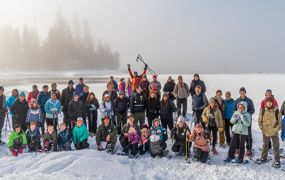 A group of happy hikers from an earlier "First Day Hike" -- courtesy of Washington State Parks