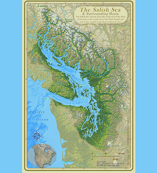 Salish Sea and surrounding basin (Stefan Freelan, 2009), courtesy Stefan Freelan, Western Washington University