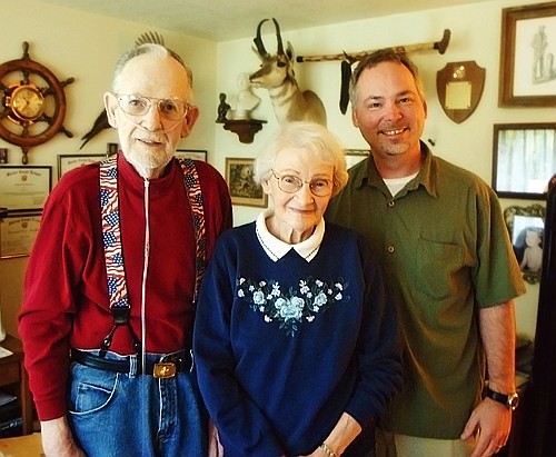 Providence Hospice of Seattle patient Jack Warren with wife Lorraine and hospice chaplain Greg Malone. Jack started receiving hospice care in January 2011  and is still receiving care. As a veteran he also is receiving special services for veterans. Photo by Cynthia Flash.