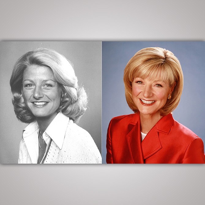 (left) After joining KING 5 in 1968, Jean Enersen became the first female anchor in 1972. (right) Jean Enersen has been with KING 5 news for forty-four years. Photos courtesy KING 5 Television