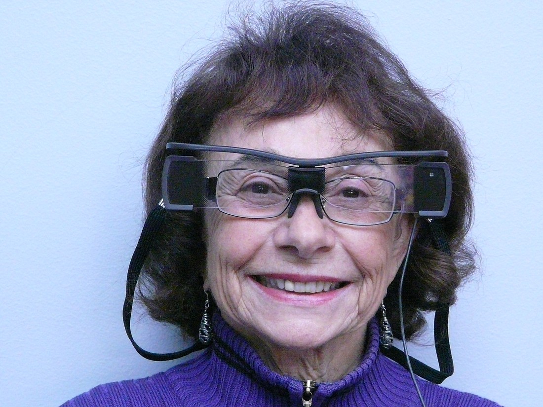Article author Diana Thompson wearing Sony Access Glasses.