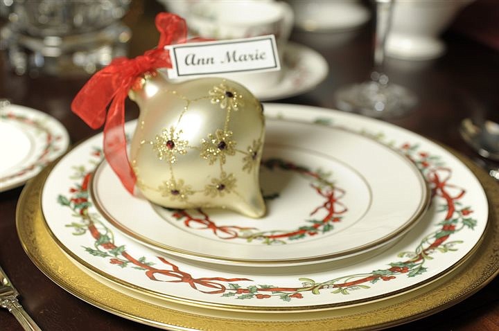 Ornaments make great accents or place card holders.
