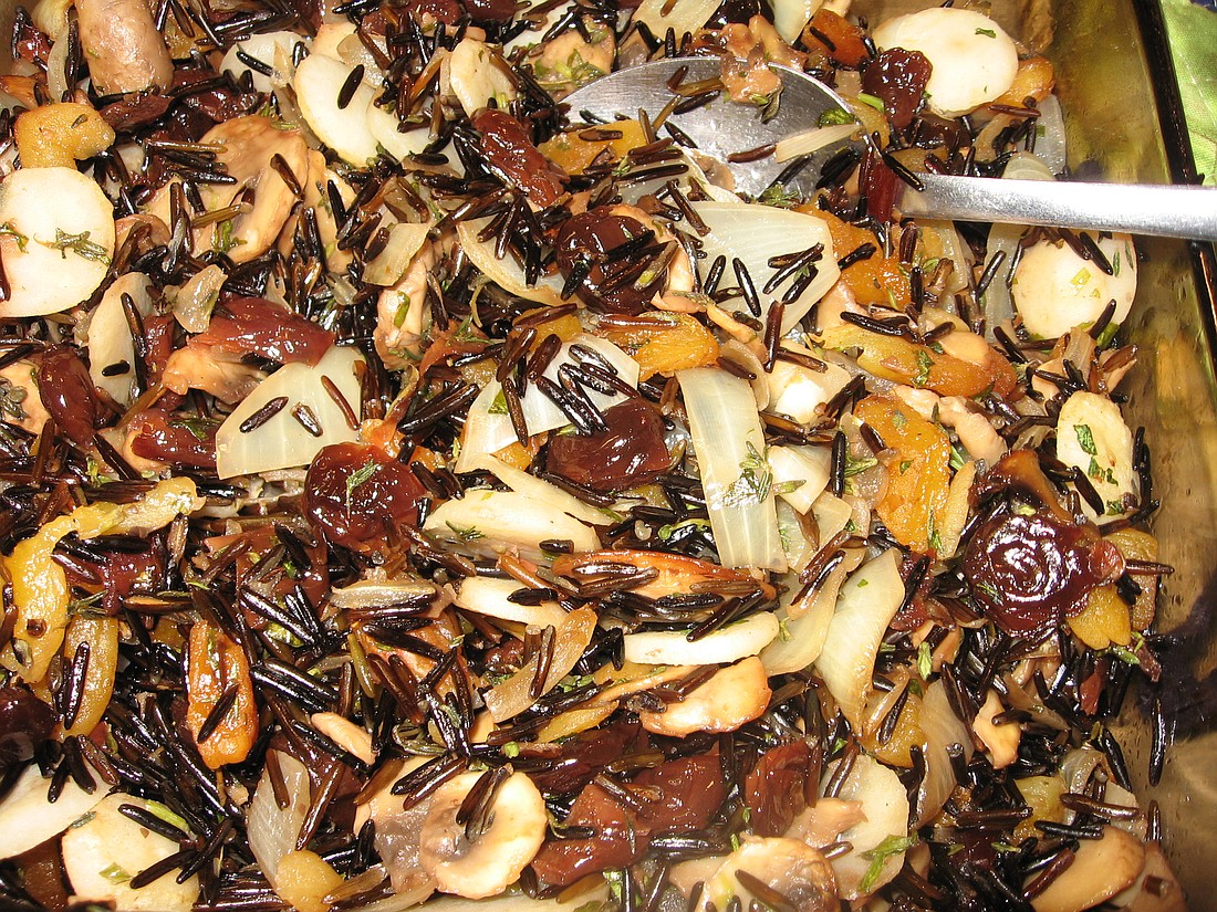 Make wild rice stuffing a day ahead to reduce holiday stress.