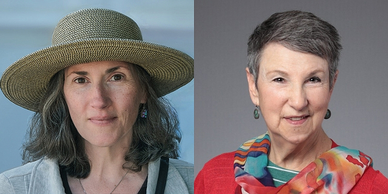 (Left to Right) Mother-daughter Erika Crichton and Rebecca Crichton have an intergenerational conversation about aging at Town Hall Seattle on January 13